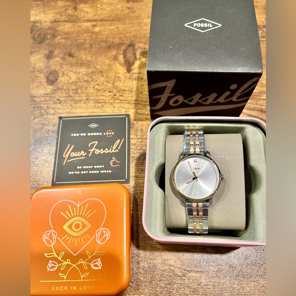 Fossil Two-Tone Silver and Gold Women's Bracelet Watch - Picture 10 of 10